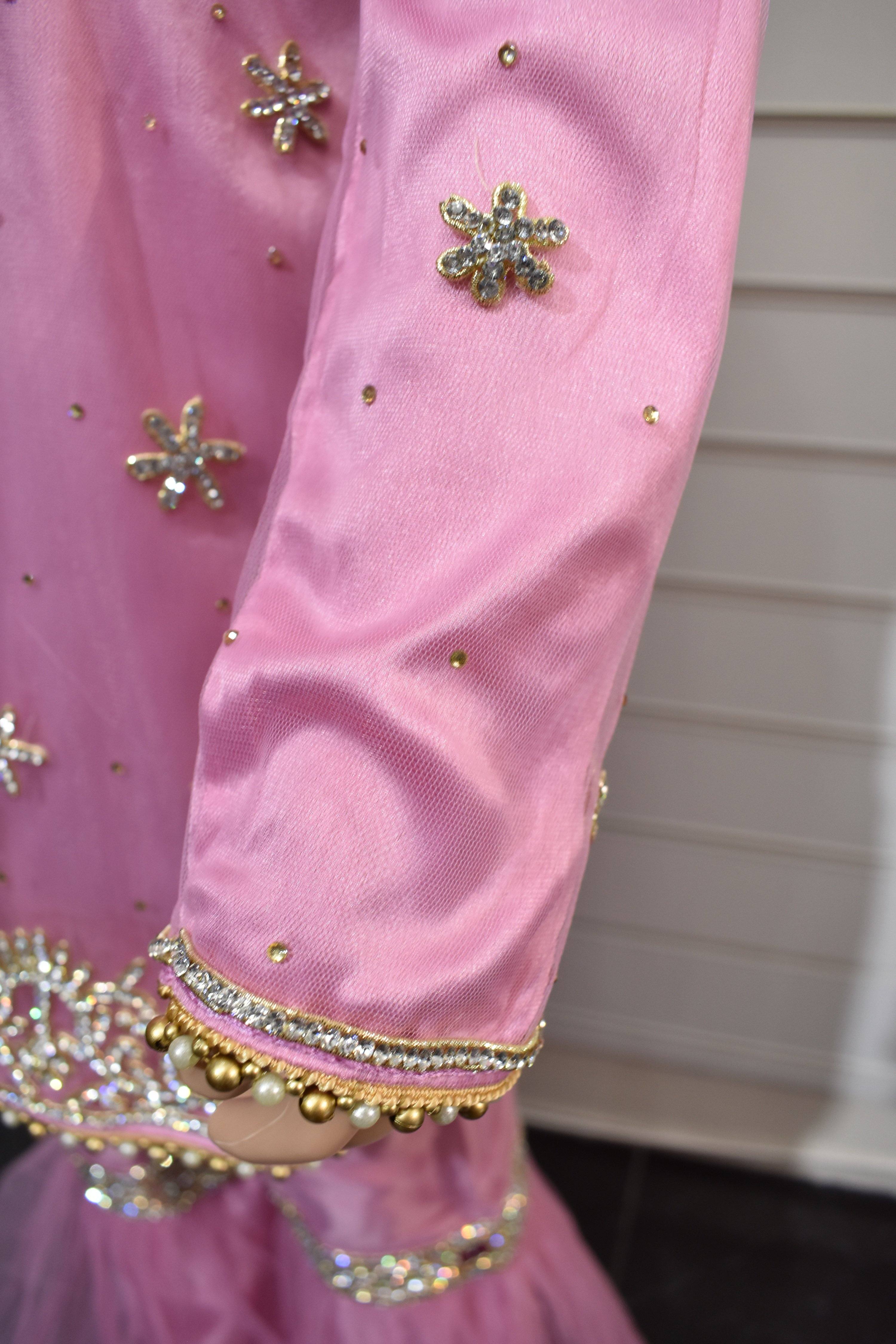 Sobia Nazir Inspired Kids 3 Piece Stone Work Gharara Wedding Outfit - Desi Posh