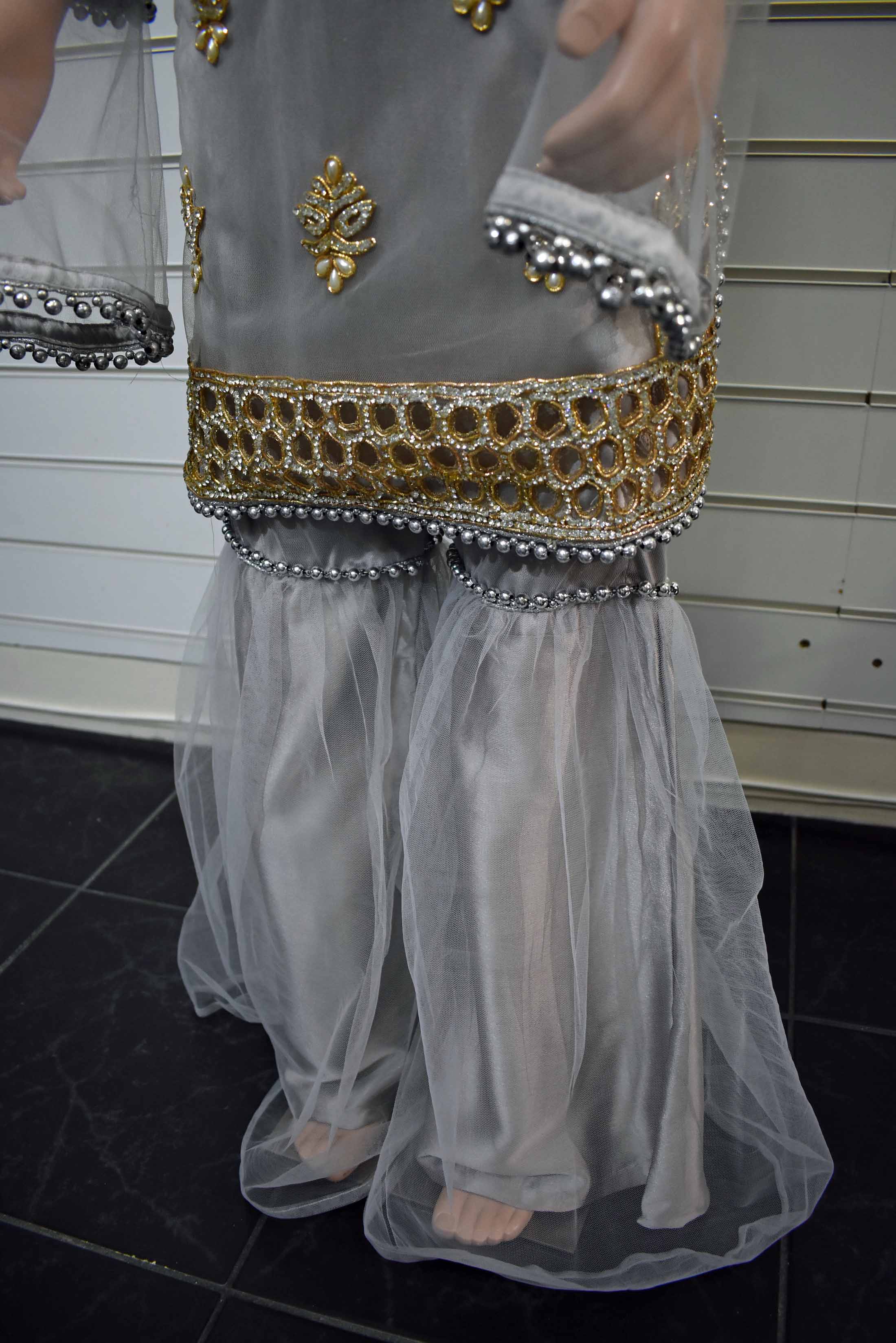 Stunning Heavy Stone and Pearl Work Kids 3 Piece Wedding Gharara Outfit - Desi Posh