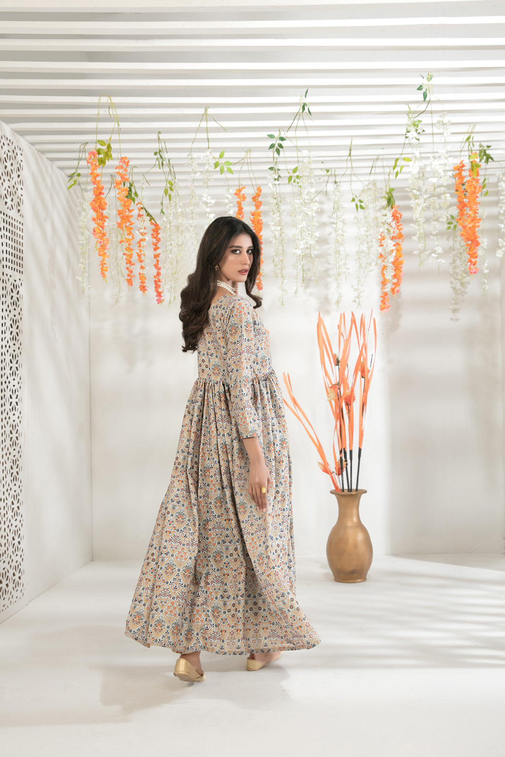 Tawakkal PK Printed Ladies Maxi Dress D-1233 - Desi Posh