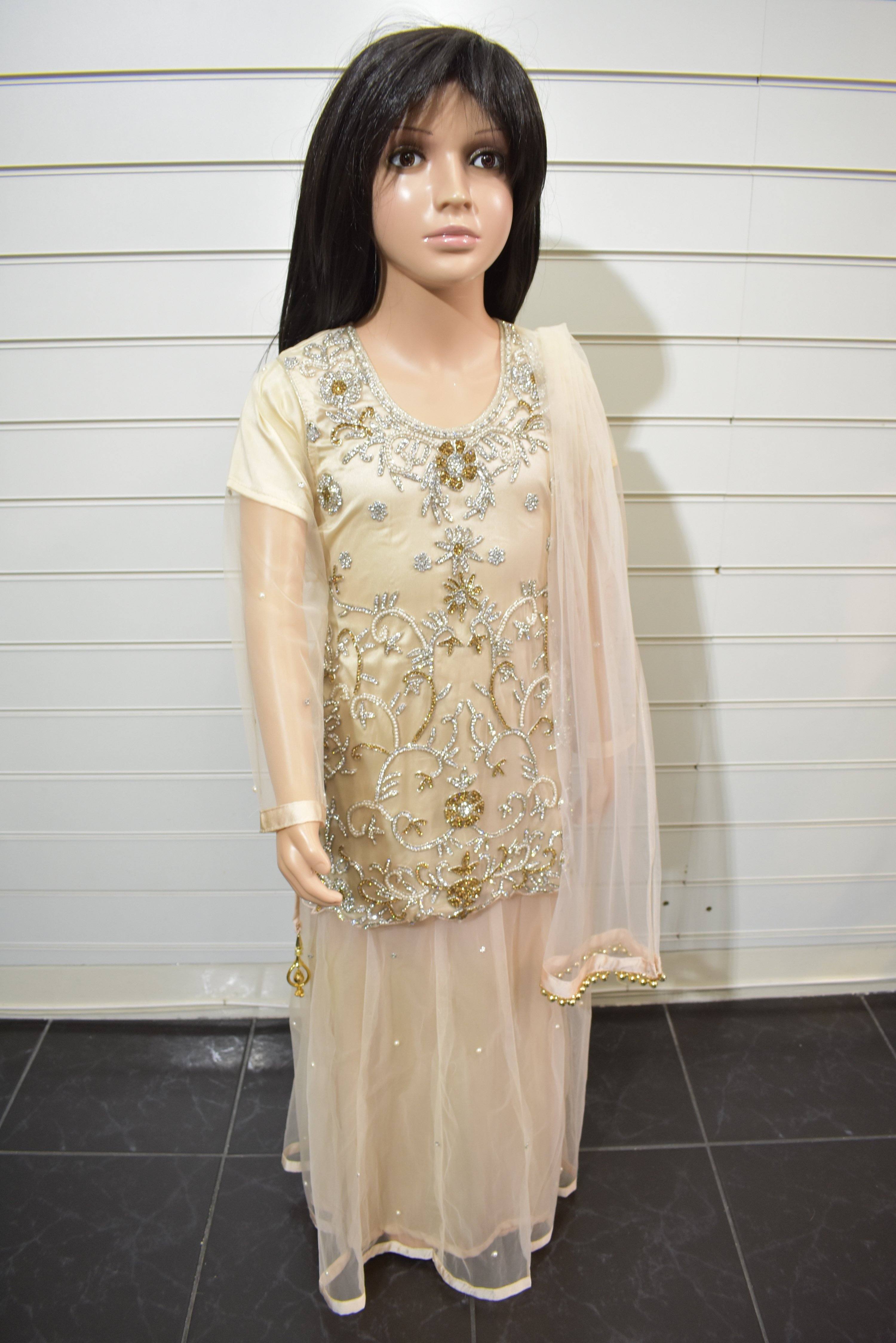 Touch of Pink Kids 3 Piece Indian Wedding Lehenga Outfit - Desi Posh