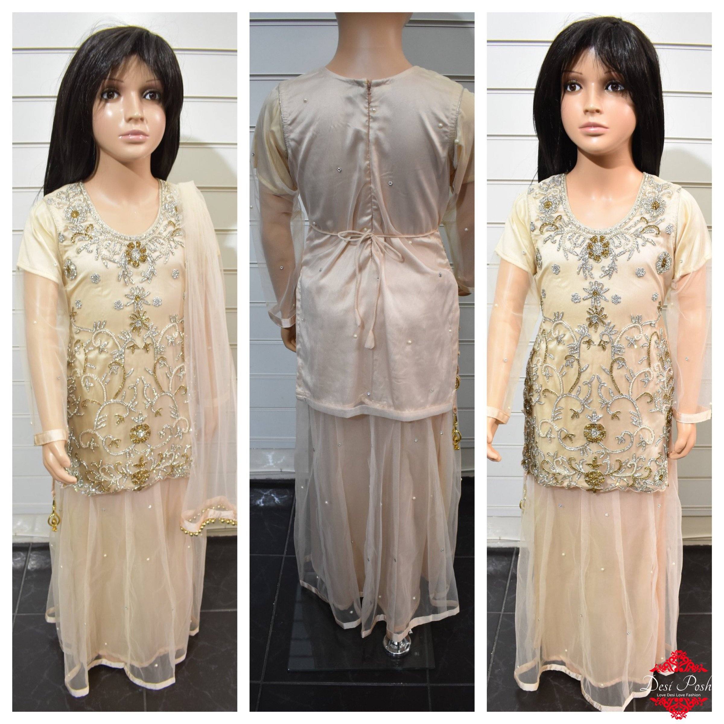 Touch of Pink Kids 3 Piece Indian Wedding Lehenga Outfit - Desi Posh